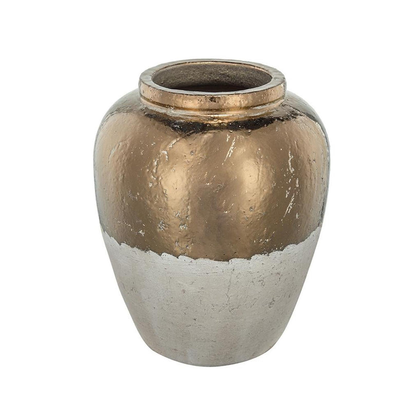 Block Round Jug Vase - Antiqued Bronze / Light Gray