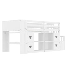 Load image into Gallery viewer, Loft Bed With Storage Cabinets, Staircase Drawers &amp; LED Lights
