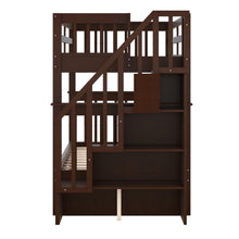 Load image into Gallery viewer, Stairway Twin-Over-Twin Bunk Bed with Storage and Guard Rail for Bedroom, Dorm, Espresso color(OLD SKU :LP000109AAP)
