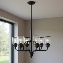 Load image into Gallery viewer, 27'' Six Light Dimmable Chandelier With Shades - Black
