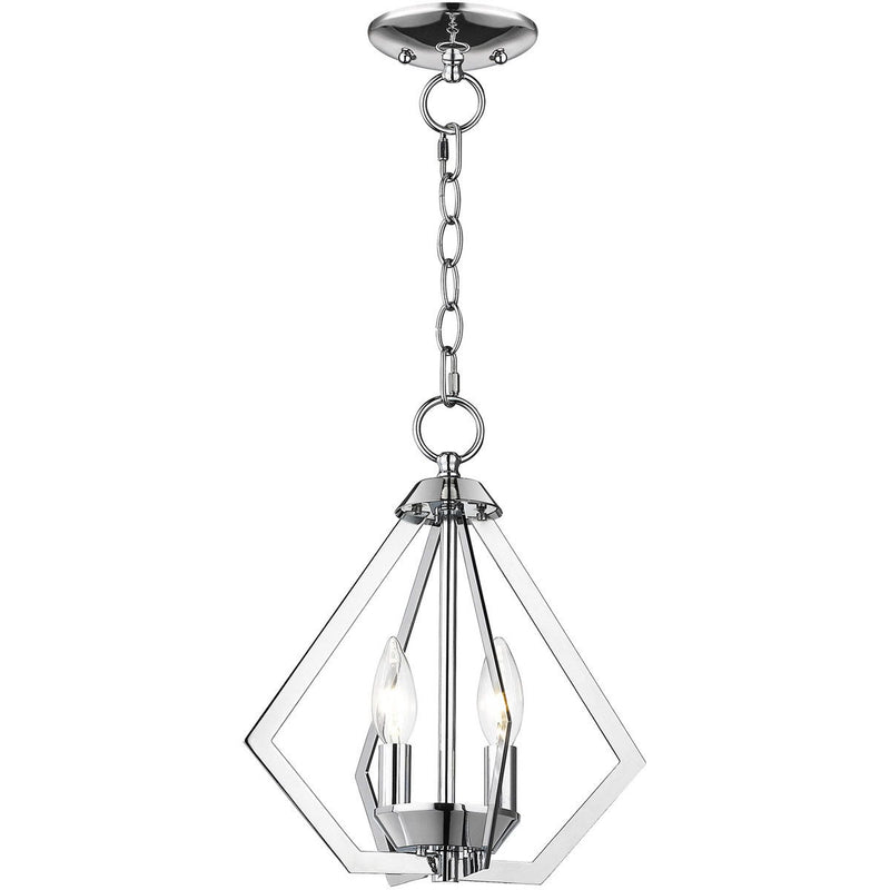 Two Light Dimmable Chandelier With Shades - Silver