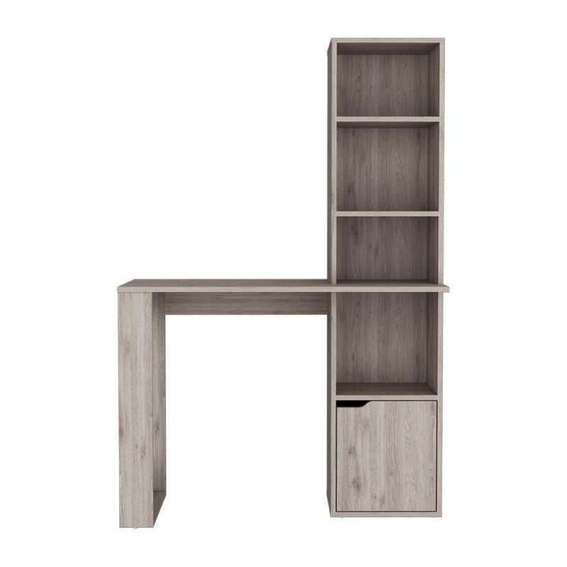 Wood Pedestal Computer Desk - Light Gray