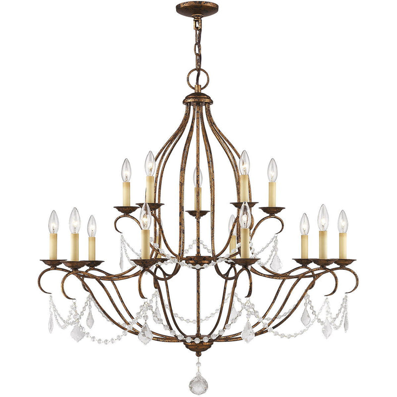 38" Multi Light Dimmable Chandelier With Shades - Bronze
