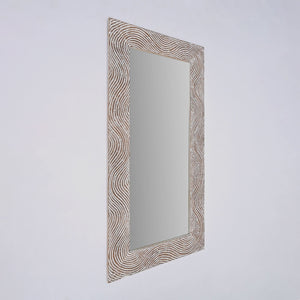 Handcarved Rectangle Mirror Accent With 3mm Glass - Antique White