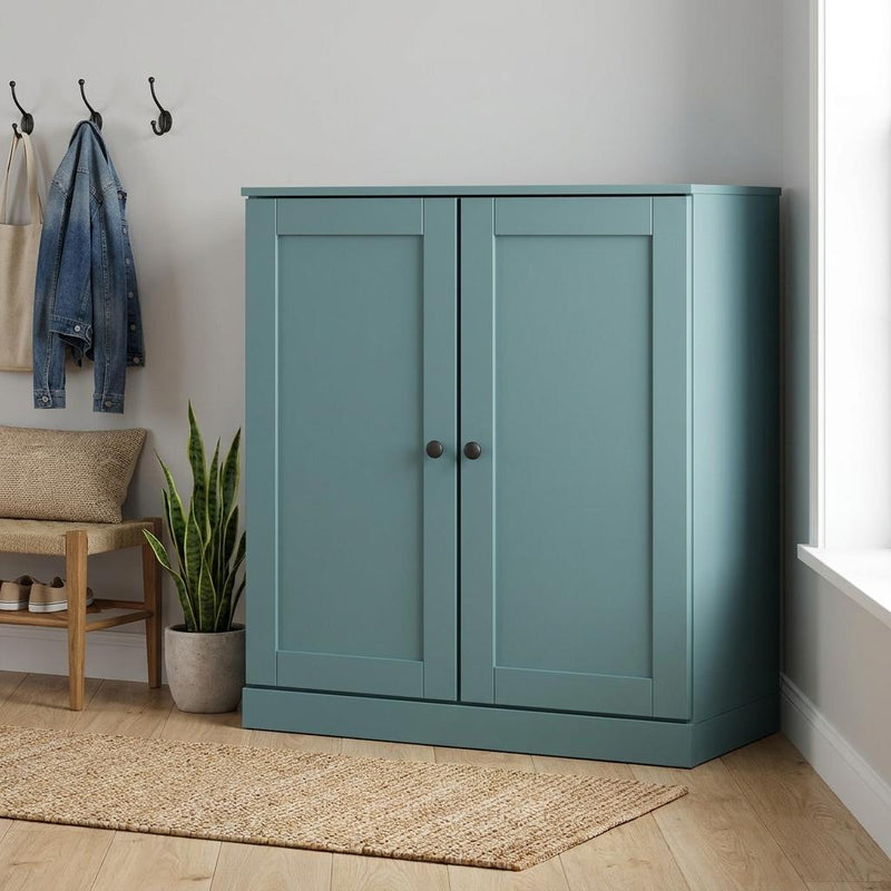 Twenty Pair Solid Woodshoe Storage Cabinet (752350) - Aqua