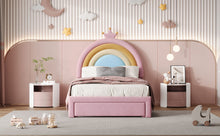 Load image into Gallery viewer, Upholstered Rainbow Design Bed, Princess Platform Bed With Storage Drawer
