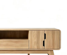 Load image into Gallery viewer, Enclosed Open Storage TV Stand With Fireplace - Beige
