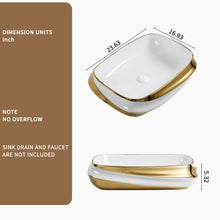 Load image into Gallery viewer, Vessel Sink, Above Counter Vanity Basin For Bathrooms - Gold / White / Milk White
