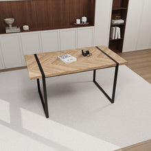 Load image into Gallery viewer, Modern Industrial Dining Table 59&quot; Rectangular Light Wood With Metal Legs For 4 - 6 People - Natural Wood
