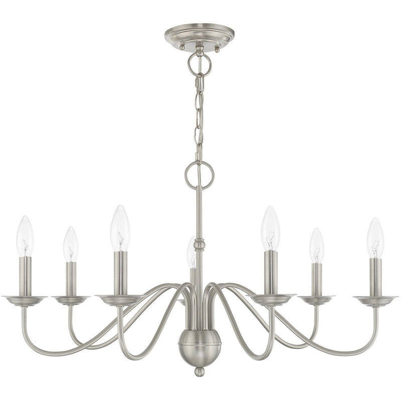 16" Seven Light Dimmable Chandelier With Shades - Nickel