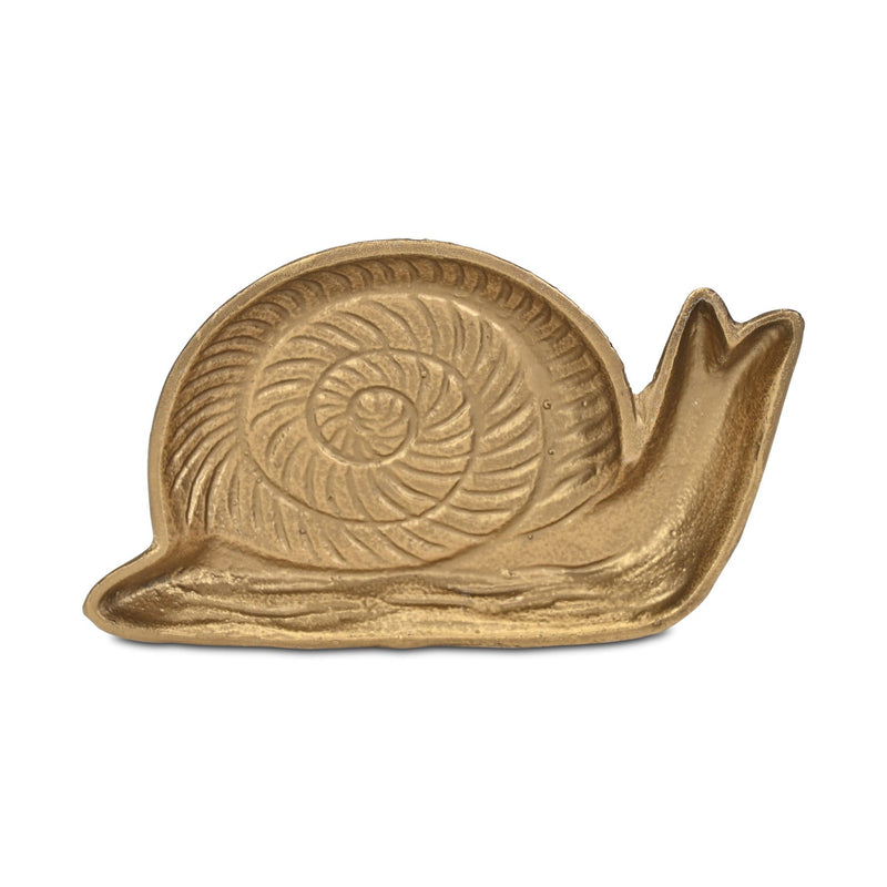 7" Cast Iron Snail Trinket Tray - Antiqued Gold
