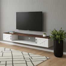 Load image into Gallery viewer, Floating Mount TV Stand With Fireplace - White
