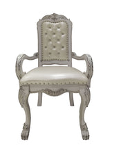Load image into Gallery viewer, Tufted Upholstered Faux Leather And Wood Dining Arm Chairs (Set of 2) - White
