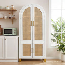 Load image into Gallery viewer, Tall Arched Cabinet With Rattan Doors &amp; Adjustable Shelves
