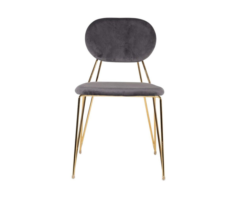 Mid Century Mod Dining Chairs (Set of 2) - Gray / Gold
