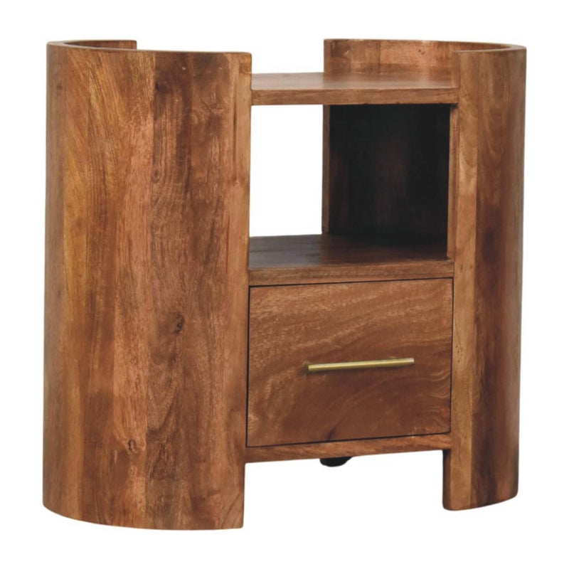 Solid Wood One Drawer Nightstand - Golden Brown