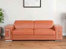 Load image into Gallery viewer, Italian Leather Sofa &amp; Silver Legs - Camel
