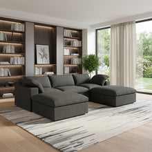 Load image into Gallery viewer, Two Piece Living Room Set Blend Modular Sofa With Ottoman Storage - Black

