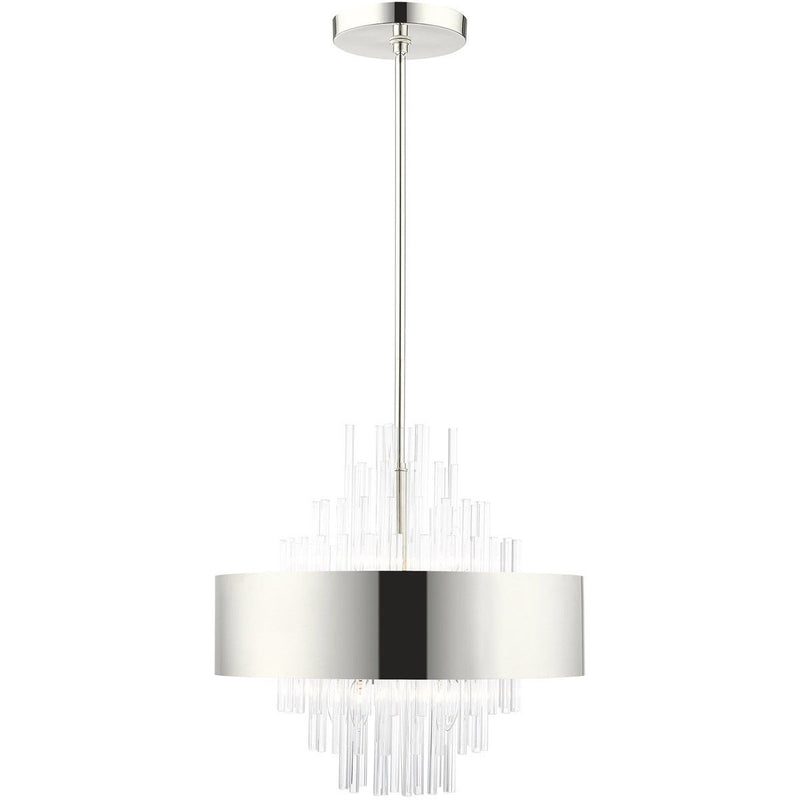 27'' Eight Light Dimmable Chandelier With Shades - Nickel