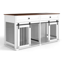 Load image into Gallery viewer, Large Dog Crate, Water Resistant Indoor Pets Furniture Double Dog Crates - Brown White
