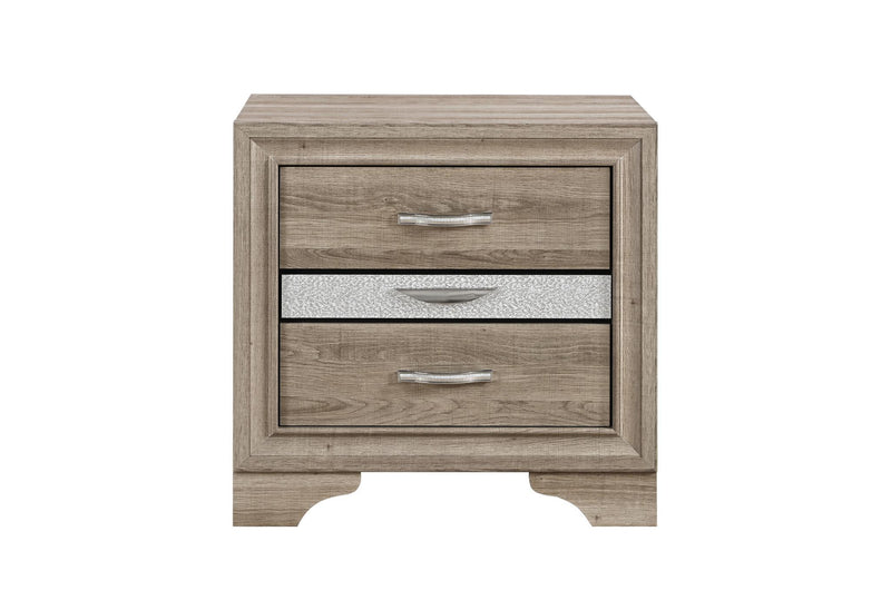 Wood Two Drawer Nightstand - Natural