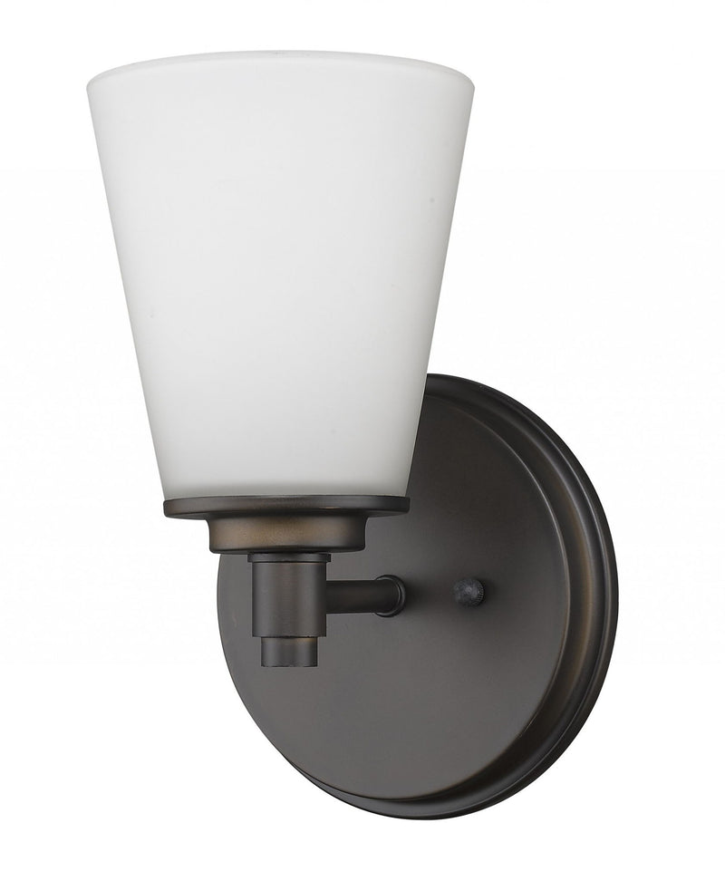 Wall Light With Frosted Glass Shade - Bronze