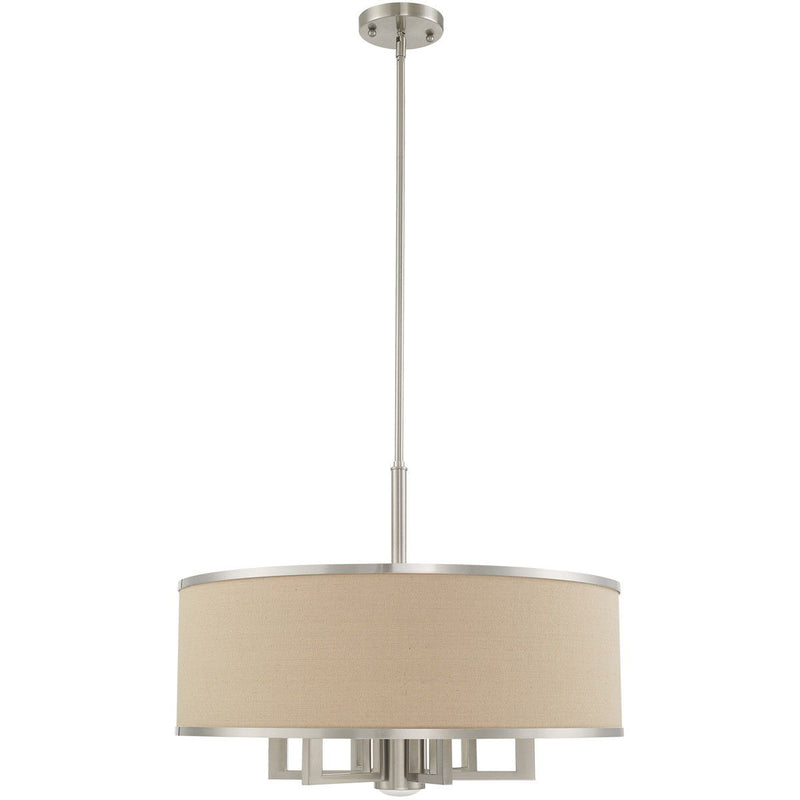 20" Seven Light Dimmable Chandelier With Shades - Nickel