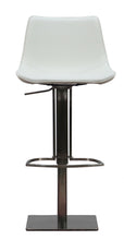 Load image into Gallery viewer, Faux Leather And Stainless Steel Swivel Bar Height Bar Chair - White And Silver
