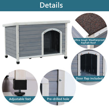 Load image into Gallery viewer, Medium Wooden Outdoor Dog House, Waterproof Roof, Elevated Floor, Adjustable Plastic Feet
