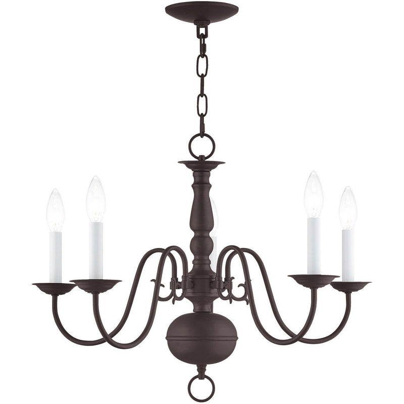 18'' Five Light Dimmable Chandelier With Shades - Bronze