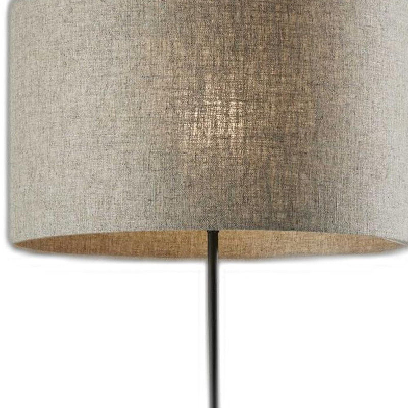 Traditional Shaped Floor Lamp With Beige Drum Shade - Black / Beige