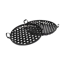Load image into Gallery viewer, Round Metal Indoor Outdoor Tray With Handles (Set of 2) - Black

