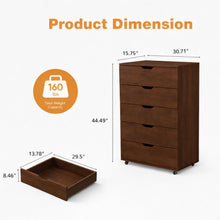 Load image into Gallery viewer, Modern 5 Drawer Dresser With Wheels
