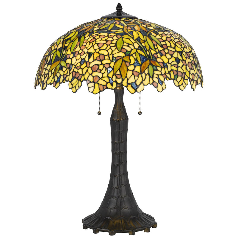 Abstract Two Light Round Tiffany Lamp With Dome Shade (752018) - Bronze