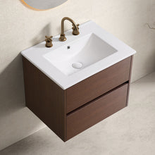 Load image into Gallery viewer, Bathroom Vanity With Basin Wall Hang Storage - Brown / Brown / White
