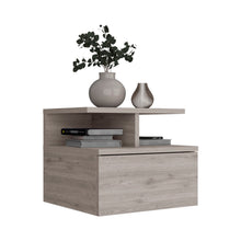 Load image into Gallery viewer, 12" One Drawer Faux Wood Floating Nightstand - Gray
