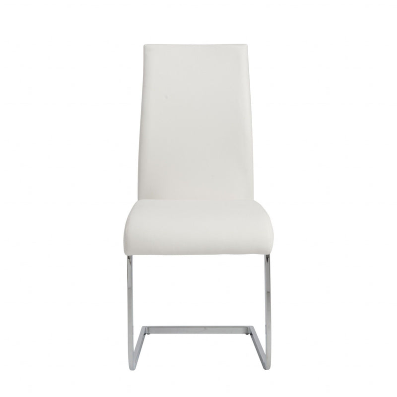 Upholstered Leather Dining Side Chairs (Set of 4) - White