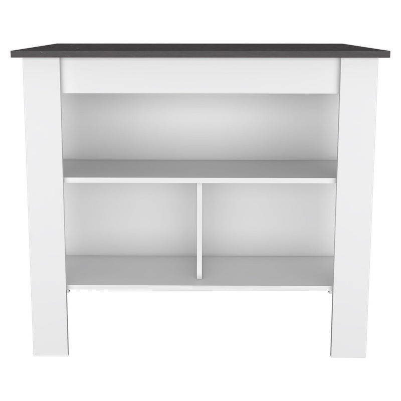 Wood Kitchen Island With Storage - Black And White
