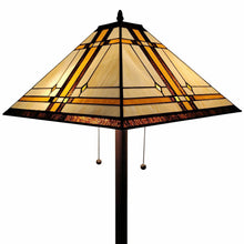 Load image into Gallery viewer, Two Lights Traditional Shaped Floor Lamp With Brown And White Stained Glass Cone Shade - Brown
