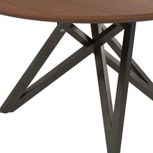 Load image into Gallery viewer, 47" Wood And Stainless Steel Cross Leg Base Round Top Dining Table - Brown

