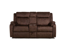 Load image into Gallery viewer, Manual Reclining Loveseat With Storage - Dark Brown
