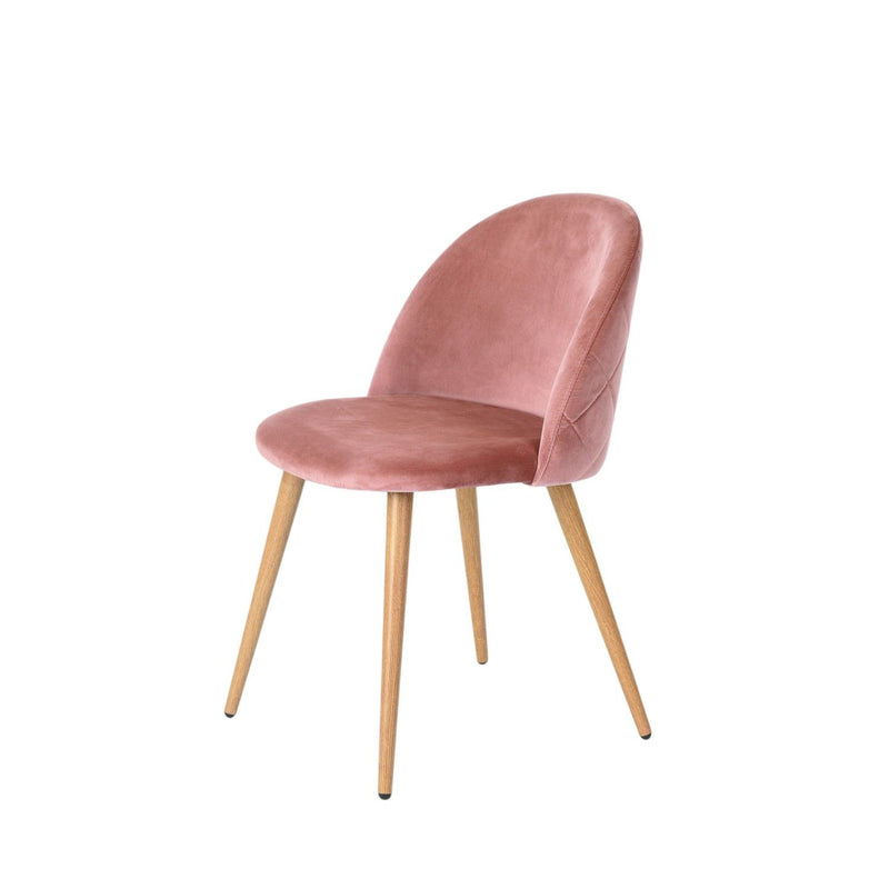 Velvet Metal Dining Side Chairs (Set of 2) - Rose / Oak
