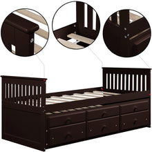 Load image into Gallery viewer, TOPMAX Captain&#39;s Bed Twin Daybed with Trundle Bed and Storage Drawers, Espresso
