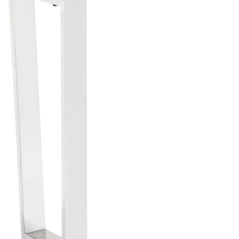 Faux Marble Sled Console Table - White And Silver