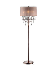 Load image into Gallery viewer, Steel Three Light Candelabra Floor Lamp With Silvery Pink Drum Shade - Silver
