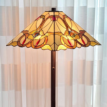 Load image into Gallery viewer, 62" Two Lights Traditional Shaped Floor Lamp With Brown And White Stained Glass Cone Shade - Brown
