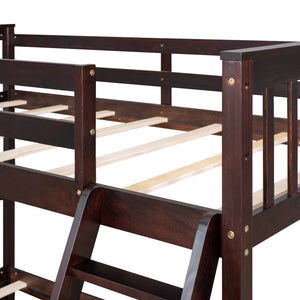 Twin-Over-Full Bunk Bed with Ladders and Two Storage Drawers(Espresso)( old sku:LT000165AAP）