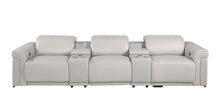 Load image into Gallery viewer, Top Grain Leather Reclining Metal USB Sofa (720368) - Light Gray
