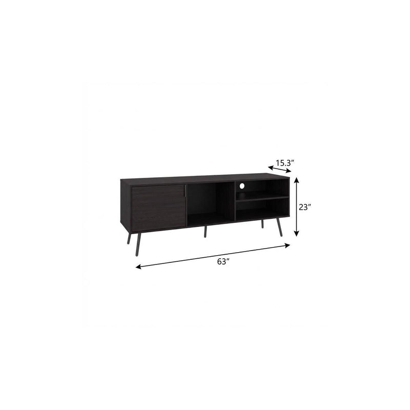 Enclosed Open Storage Entertainment Center - Black