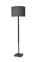 Load image into Gallery viewer, Solid Wood Floor Lamp With Dark Gray Fabric Drum Shade - Brown
